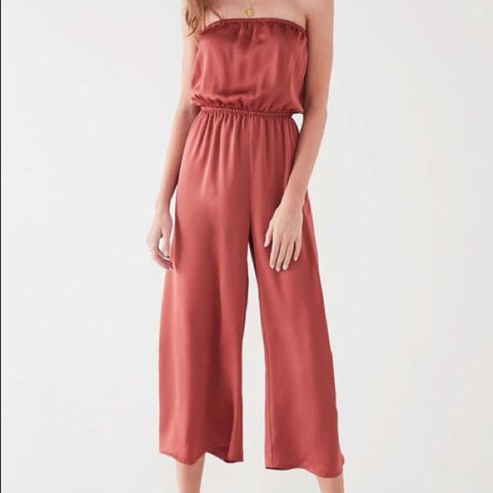 urban outfitters satin tube top culotte jumpsuit